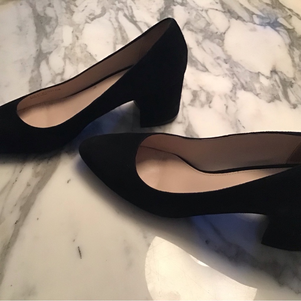 Cole Haan Black Suede Block Heel Pumps